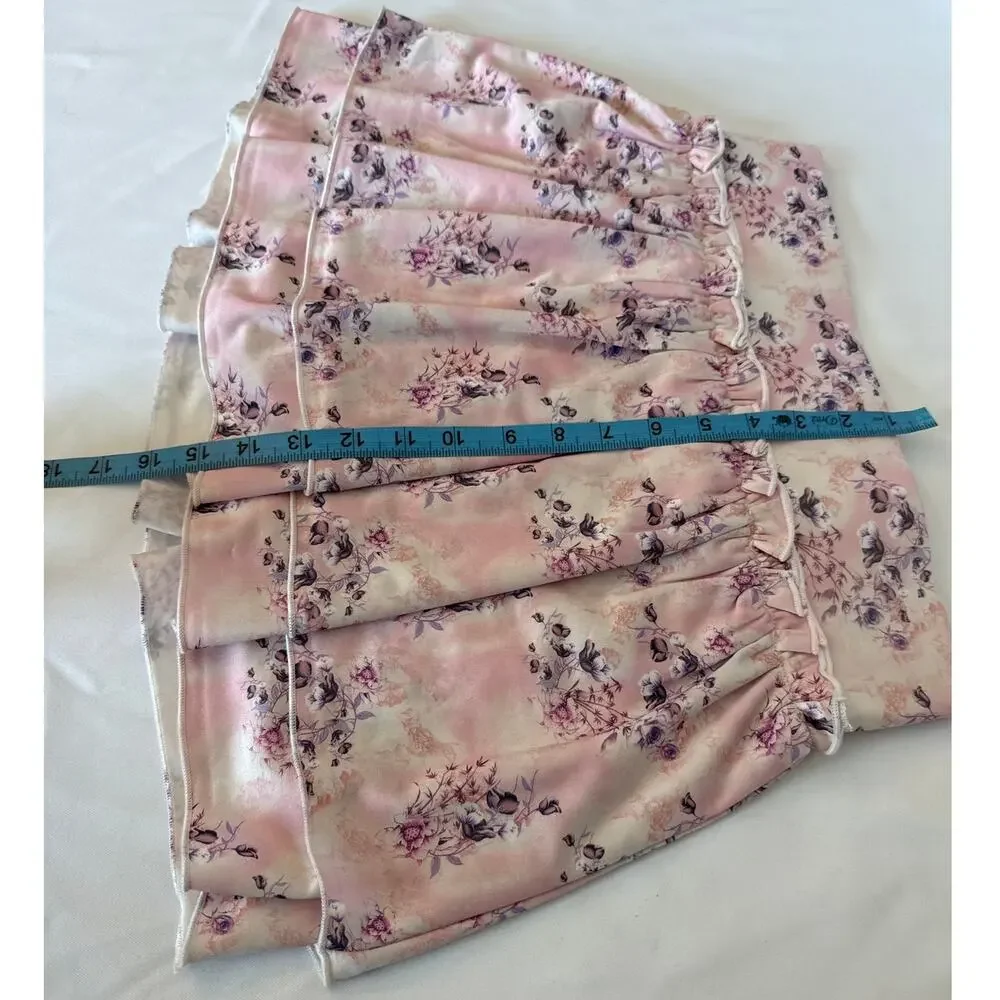 Light Pink Ethereal Floral Tennis Skirt Built In Shorts Ruffle Hem Large NWT